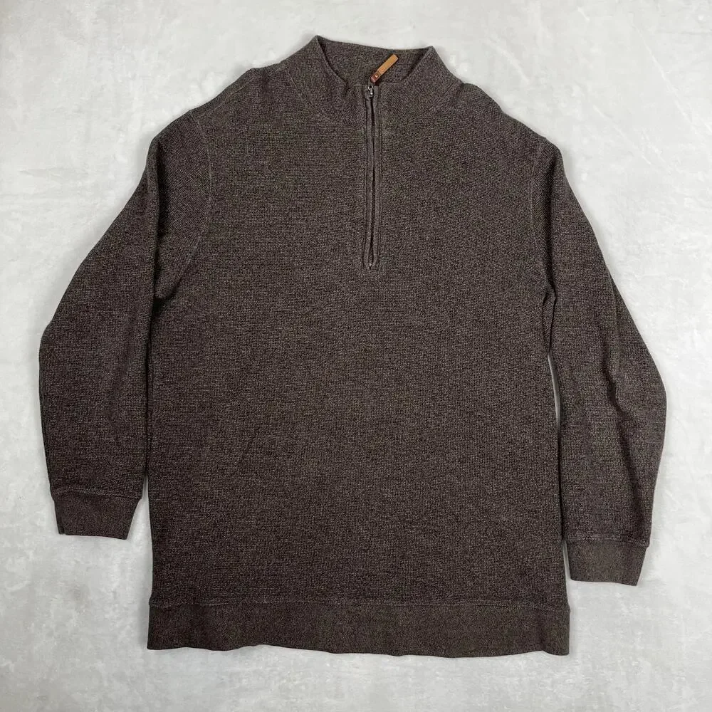 Woolrich Sweater Mens 2XLT Brown 1/4 Zip Mock Neck Knit Pullover Big & Tall
